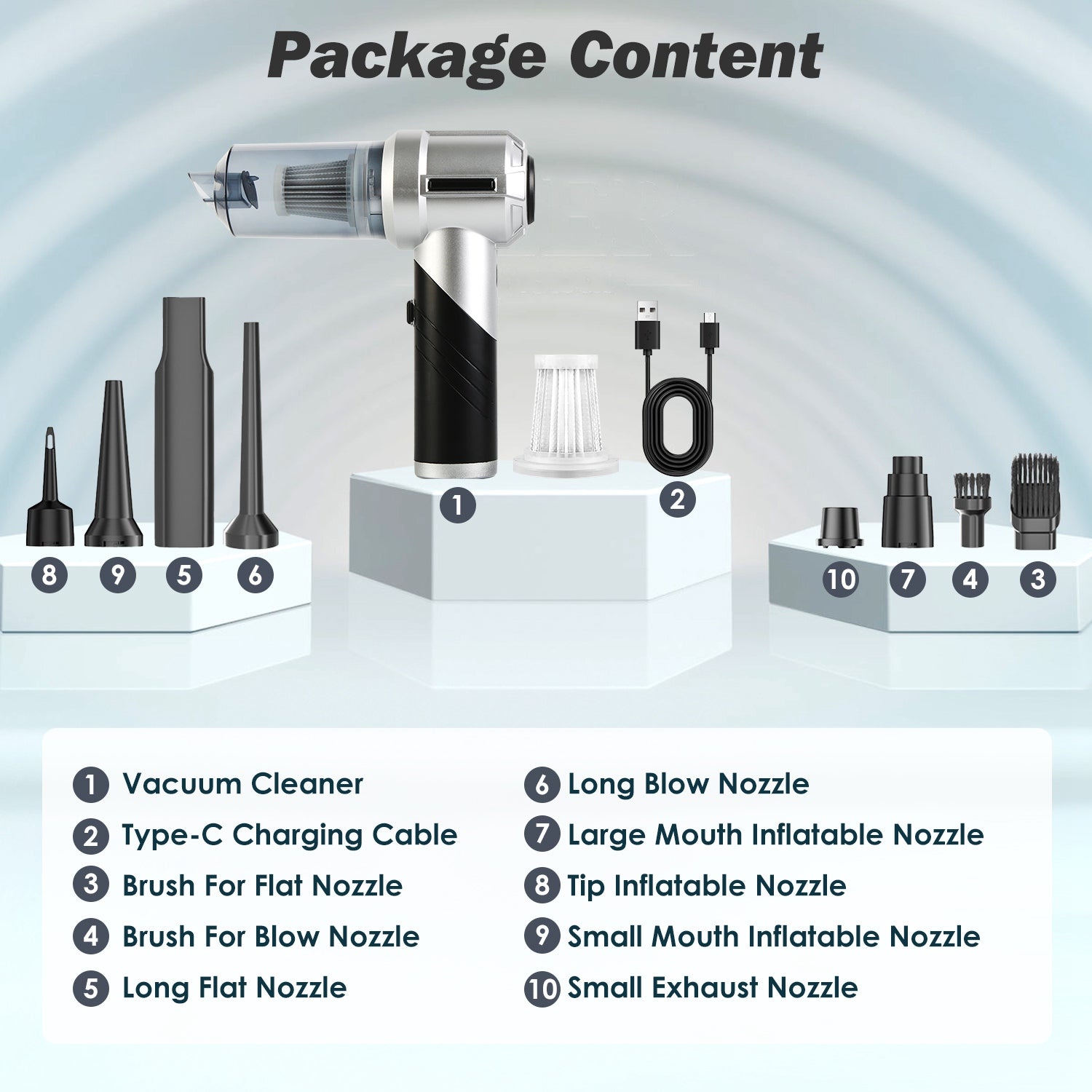 Cordless Car Vacuum Cleaner 20000PA Portable Handheld 4 in 1