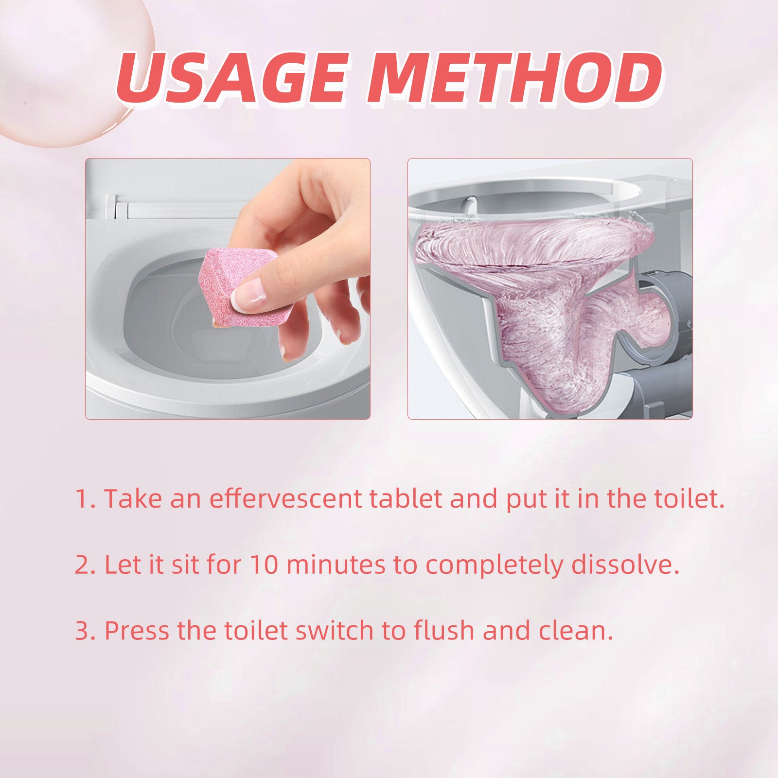 Powerful Toilet Effervescent Tablets Cleaner Odor & Stain Remover
