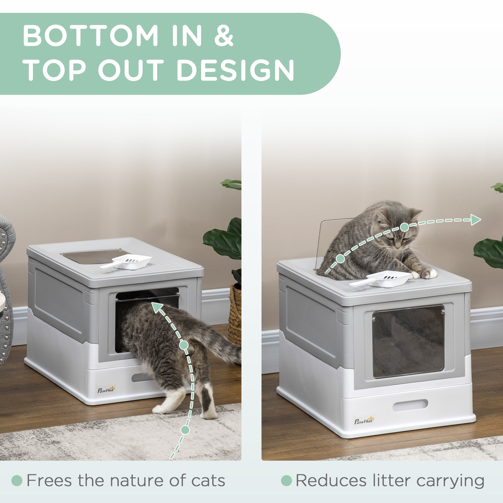 Premium Enclosed Cat Litter Box Front Entry Top Exit Design