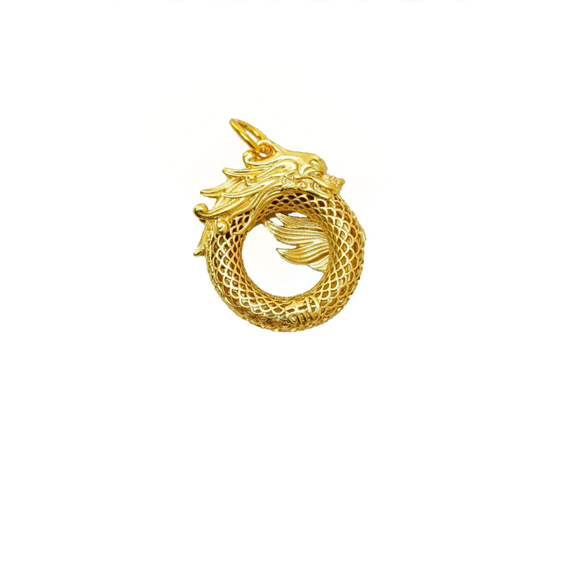 Luxury Ouroboros Dragon Necklace 24K Gold Infinity Pendant