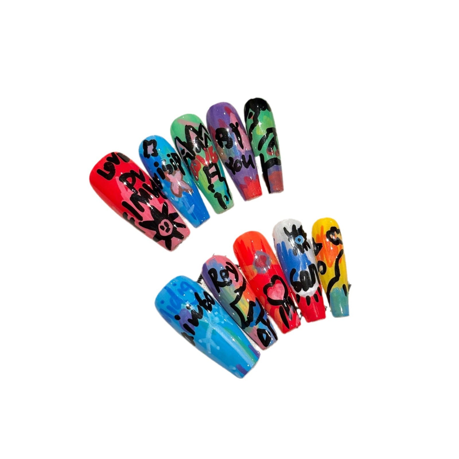 Graffiti Oil Painting Series Removable Press On Nails