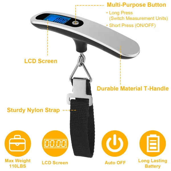 Portable Digital Luggage Scale 50kg LCD Hanging Scale