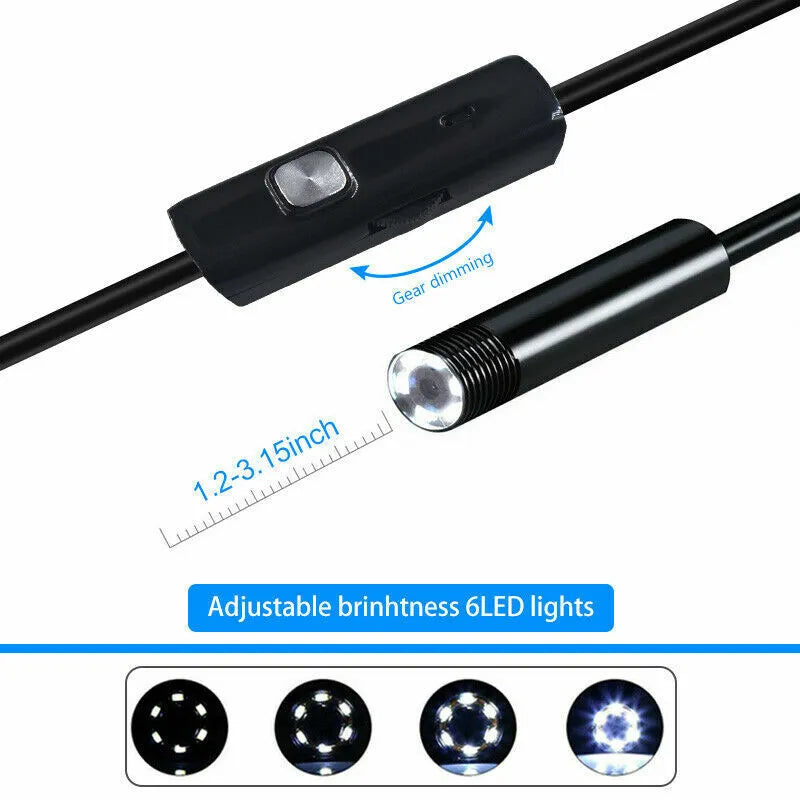 USB Endoscope Camera 5M Cable 6LED Borescope for Android