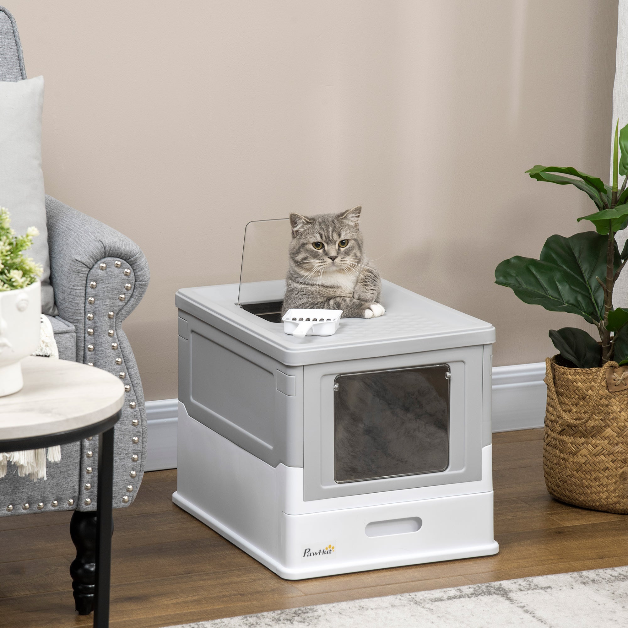 Premium Enclosed Cat Litter Box Front Entry Top Exit Design
