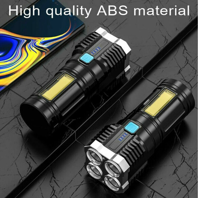 Tactical LED Flashlight USB Rechargeable Super Bright Torch