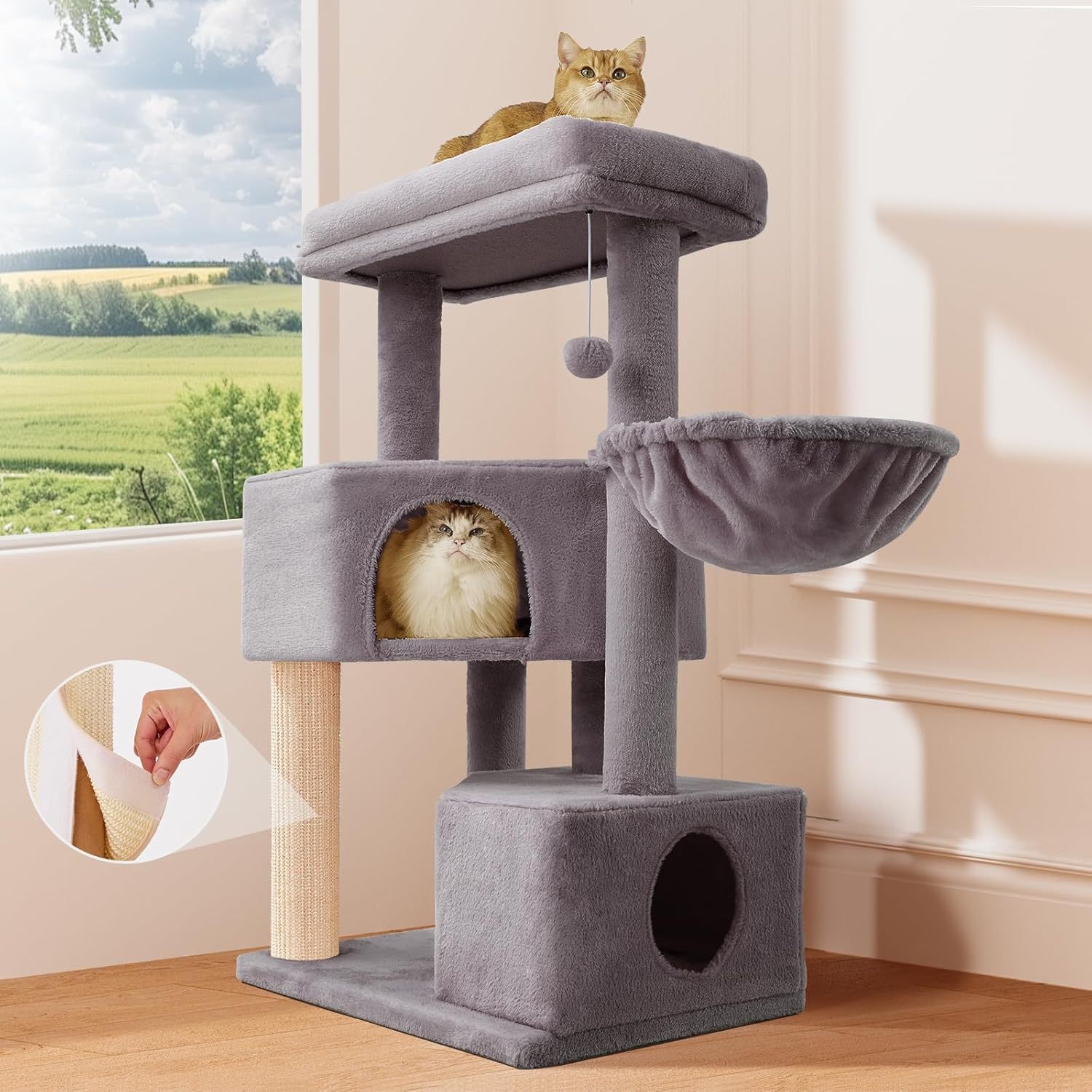Premium Large Cat Tree Heavy Duty Tower with Scratch Post Perch