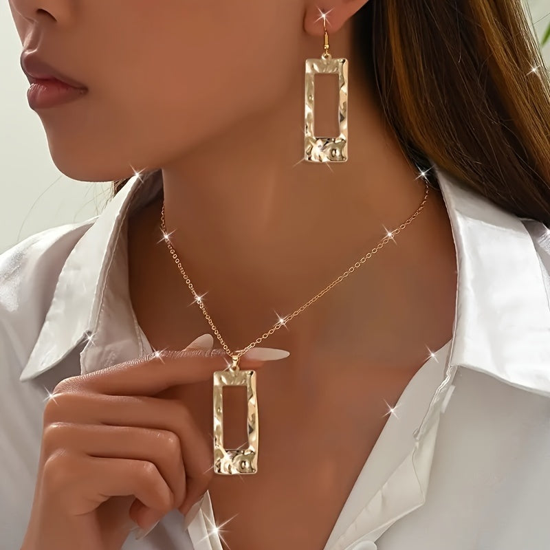 Luxury Hammered Geometric Jewelry Set – Eco Chic Necklace Set