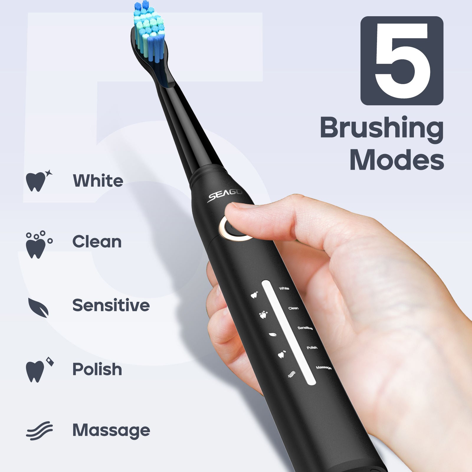 Advanced Electric Toothbrush 5 Modes Rechargeable Whitening Care