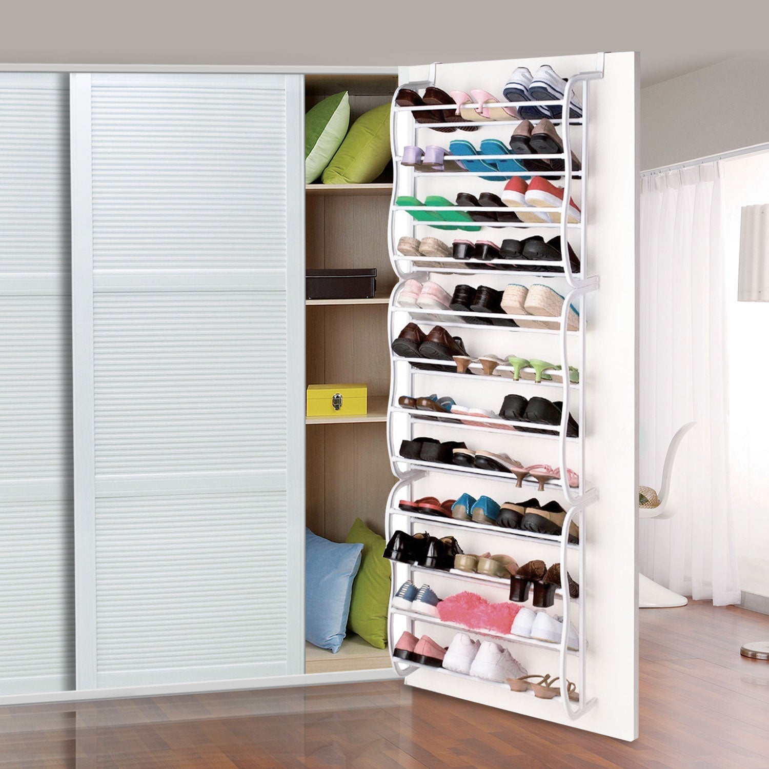 Space Saving Over-the-Door Shoe Rack 12-Tier 36 Pair Organizer