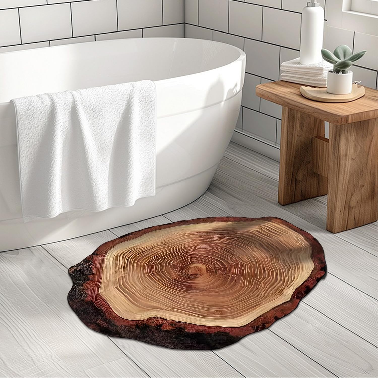 Non Slip Wood Grain Bath Mat Quick Dry Super Absorbent Rug