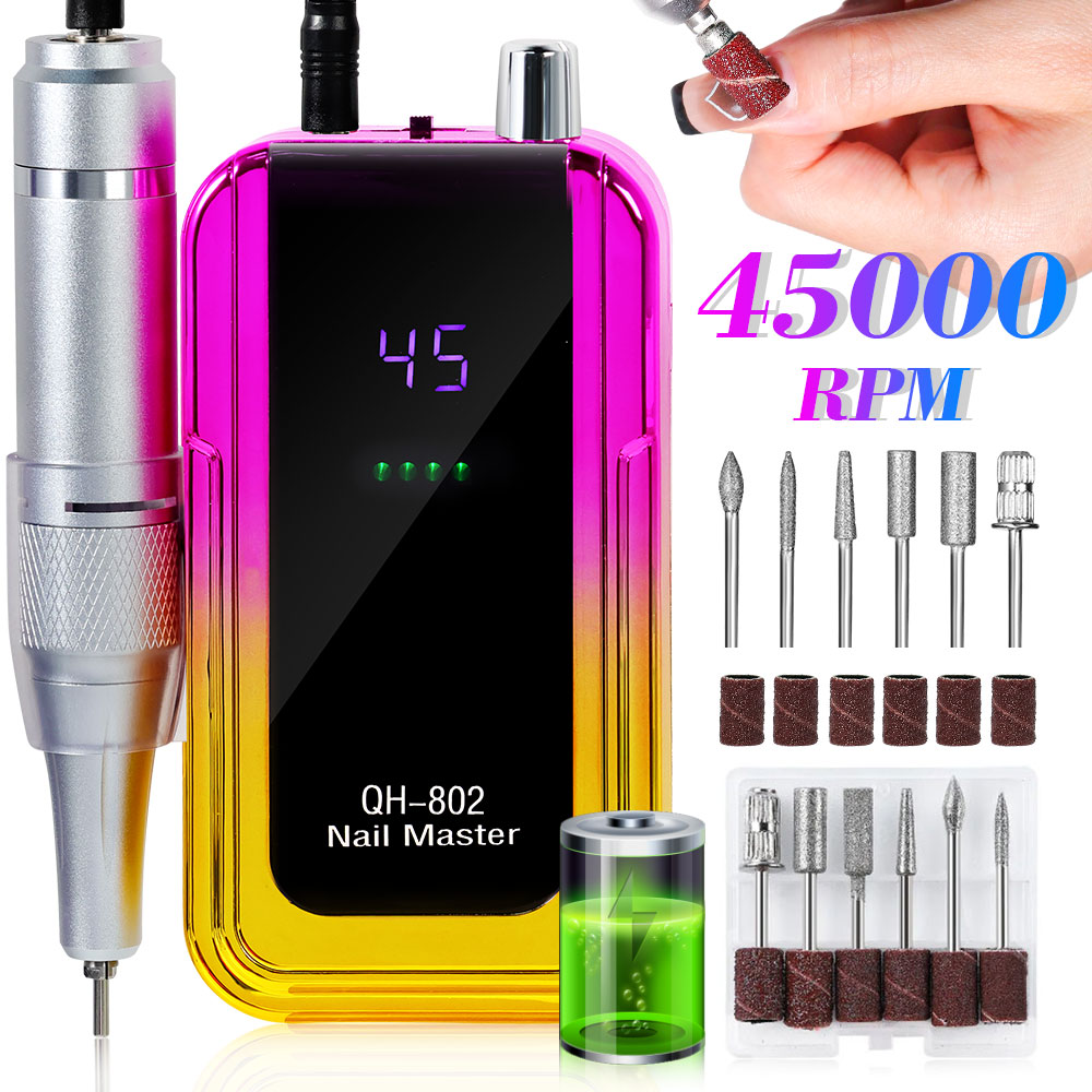 Professional 45000RPM Cordless Rechargeable Electric Nail Drill Machine