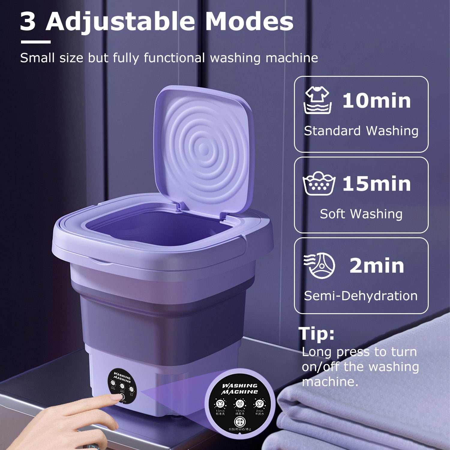 Powerful Foldable Portable Washing Machine Compact Laundry
