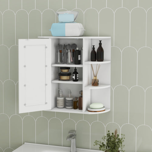 Wall Mounted Bathroom Mirror Cabinet with Shelves White