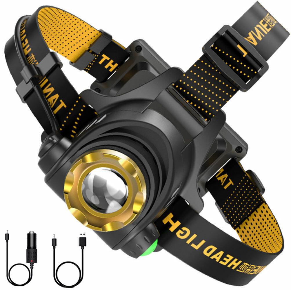 Rechargeable LED Headlamp Zoom Headlight 3 Modes Outdoor Torch