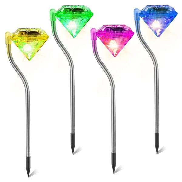 Premium Solar Diamond Garden Lights 7 Color Waterproof Set