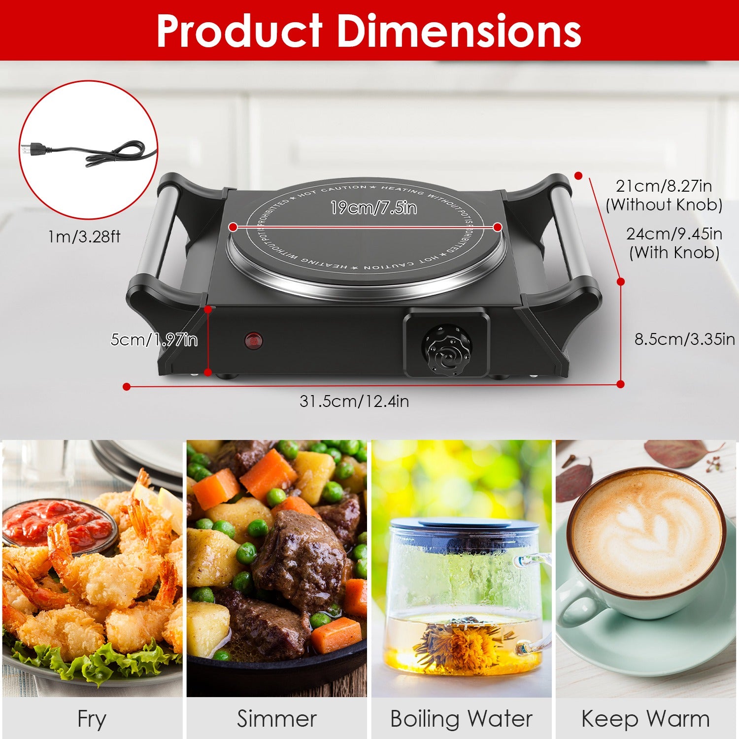 Portable Electric Hot Plate Single Burner 1000W Fast Heating Stove