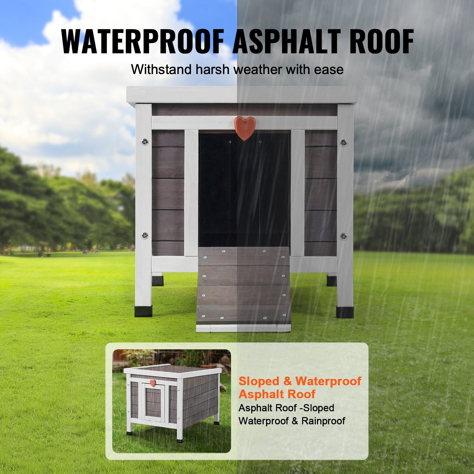 Durable Weatherproof Outdoor Cat Shelter with PVC Door Flaps