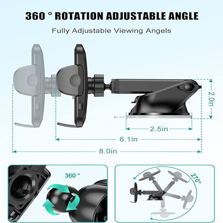 4 in 1 Car Phone Mount Universal Holder Strong Suction Grip