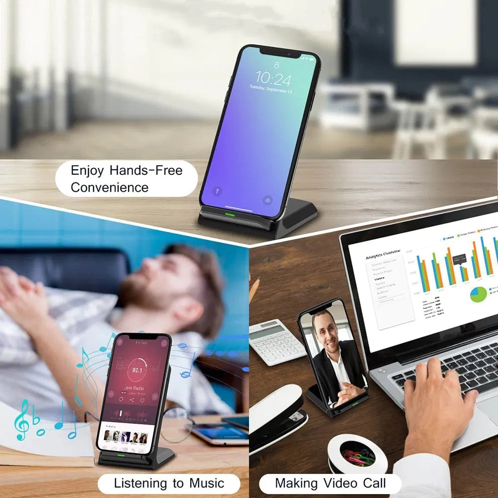 Qi Wireless Fast Charger Stand Dock for Galaxy and Smartphones