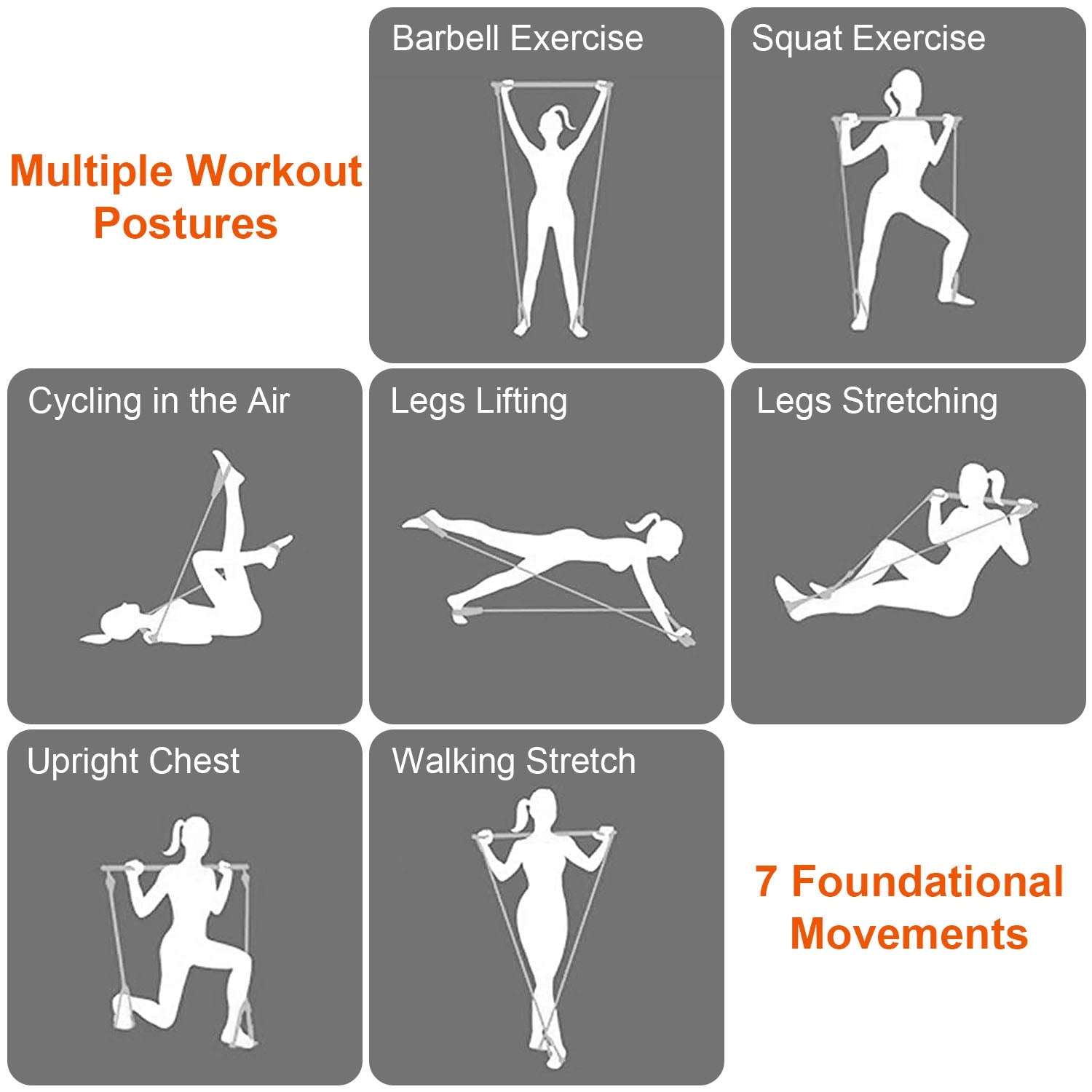 Pilates Bar Kit with Resistance Bands for Full Body Workout Set