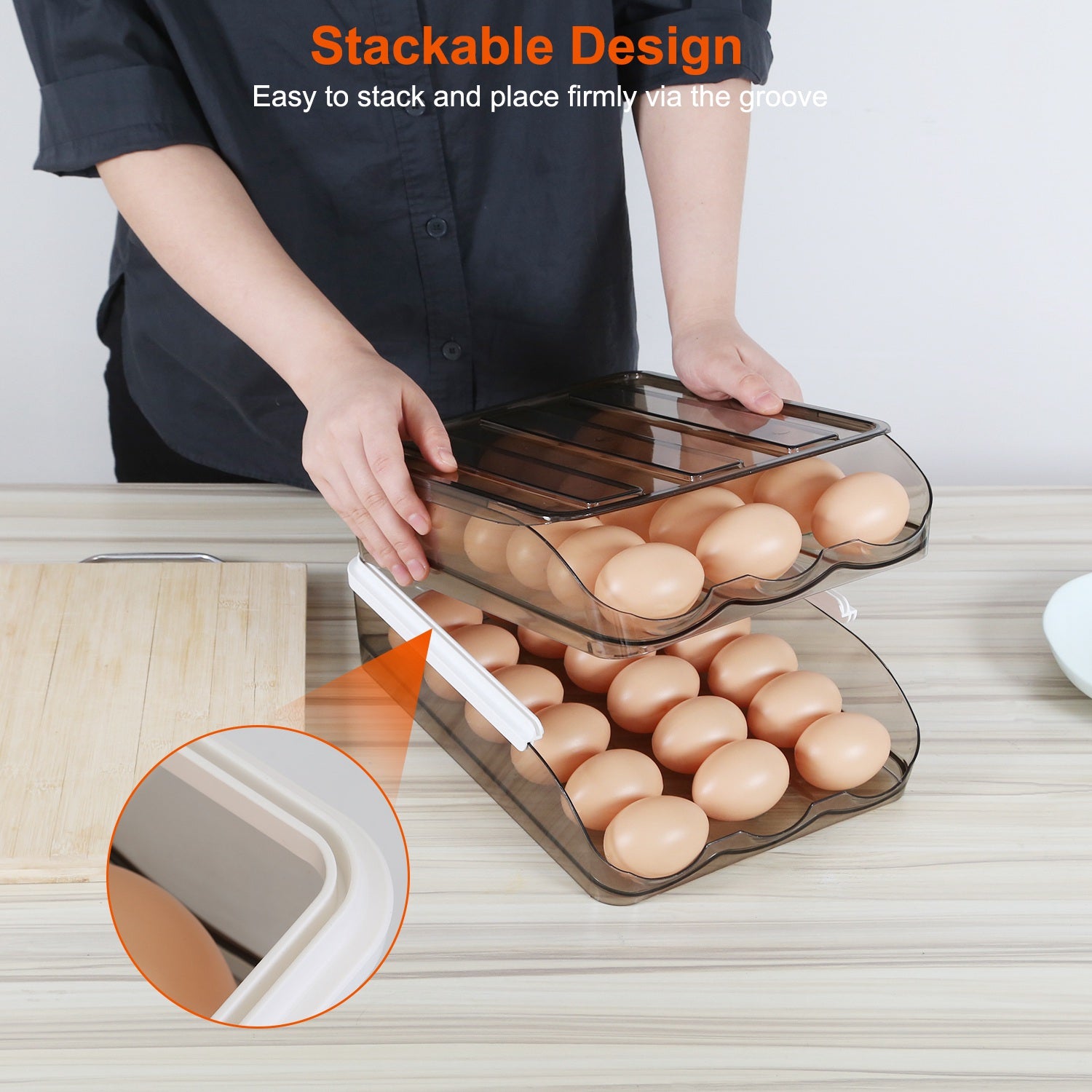Double Layer Egg Container Holder 36 Eggs Rolling Organizer