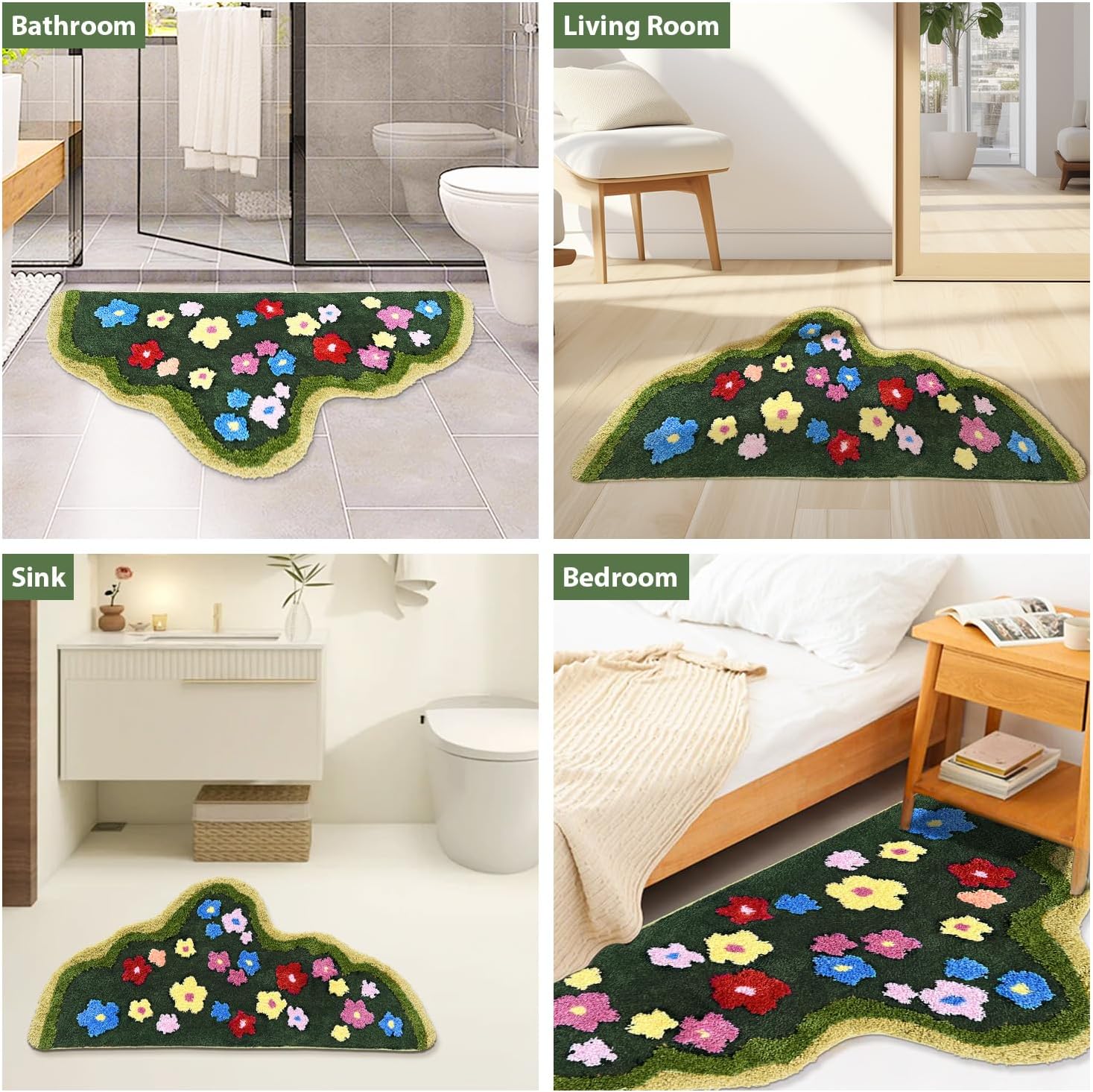 Rainbow Kids Area Rug 2x5FT Non-Slip Soft Nursery Carpet