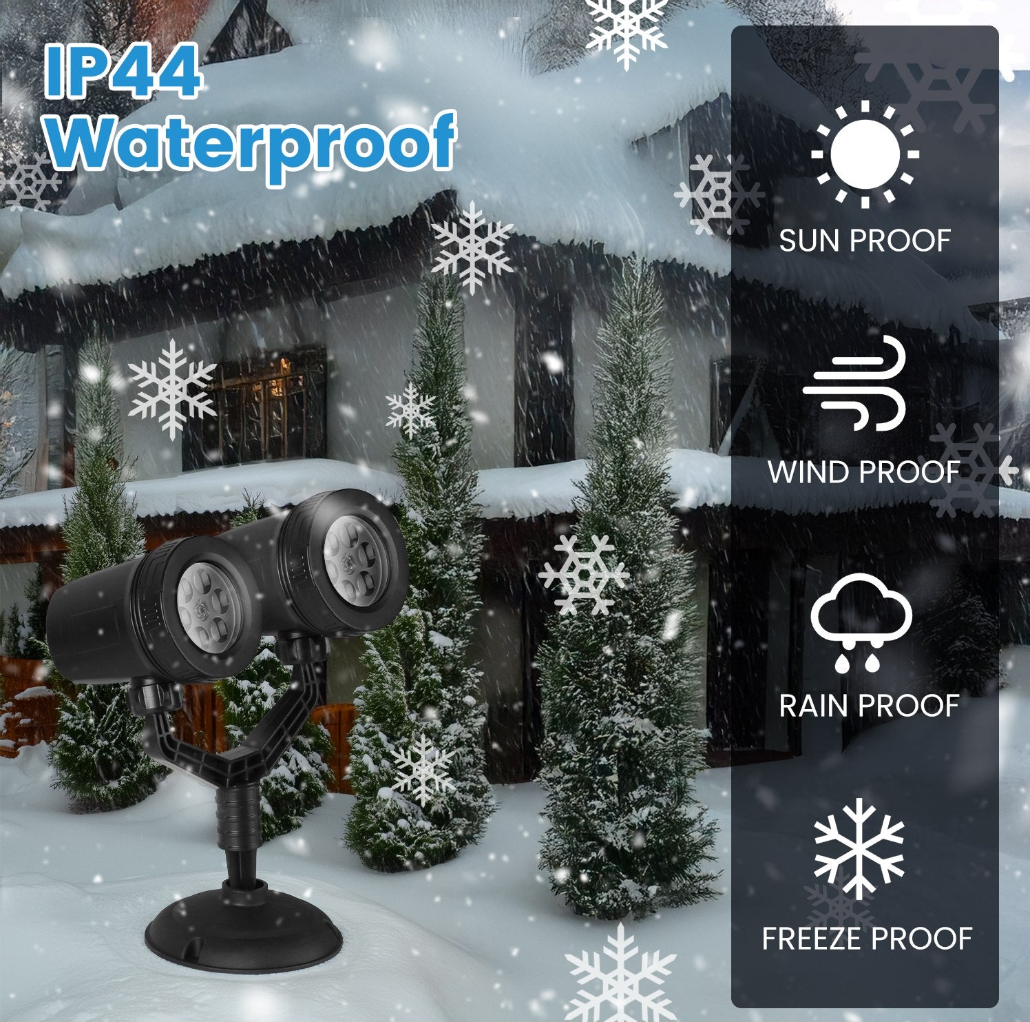 Magical Snowflake LED Projector Light Waterproof Dual Head Xmas