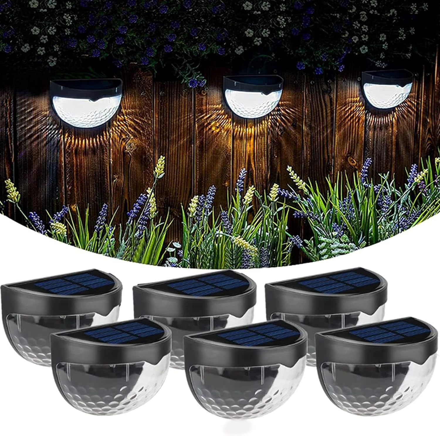 Solar Fence Lights Waterproof Deck Step Wall Lights Outdoor 6 Pack