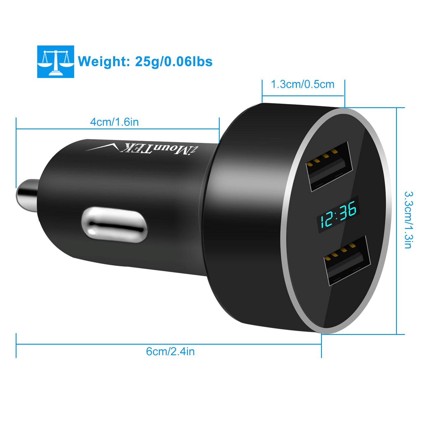 Dual USB Car Charger Fast Charging 3.1A Aluminum Adapter