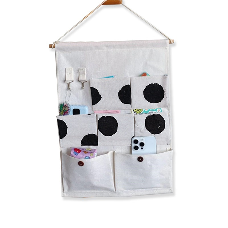 Seven Pocket Hanging Storage Bag Polka Dot Organizer