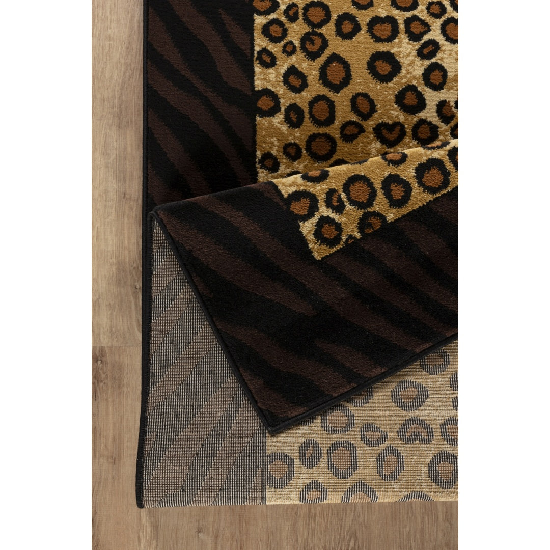 Animal Print Area Rug 2x3 Black Polypropylene Accent Rug