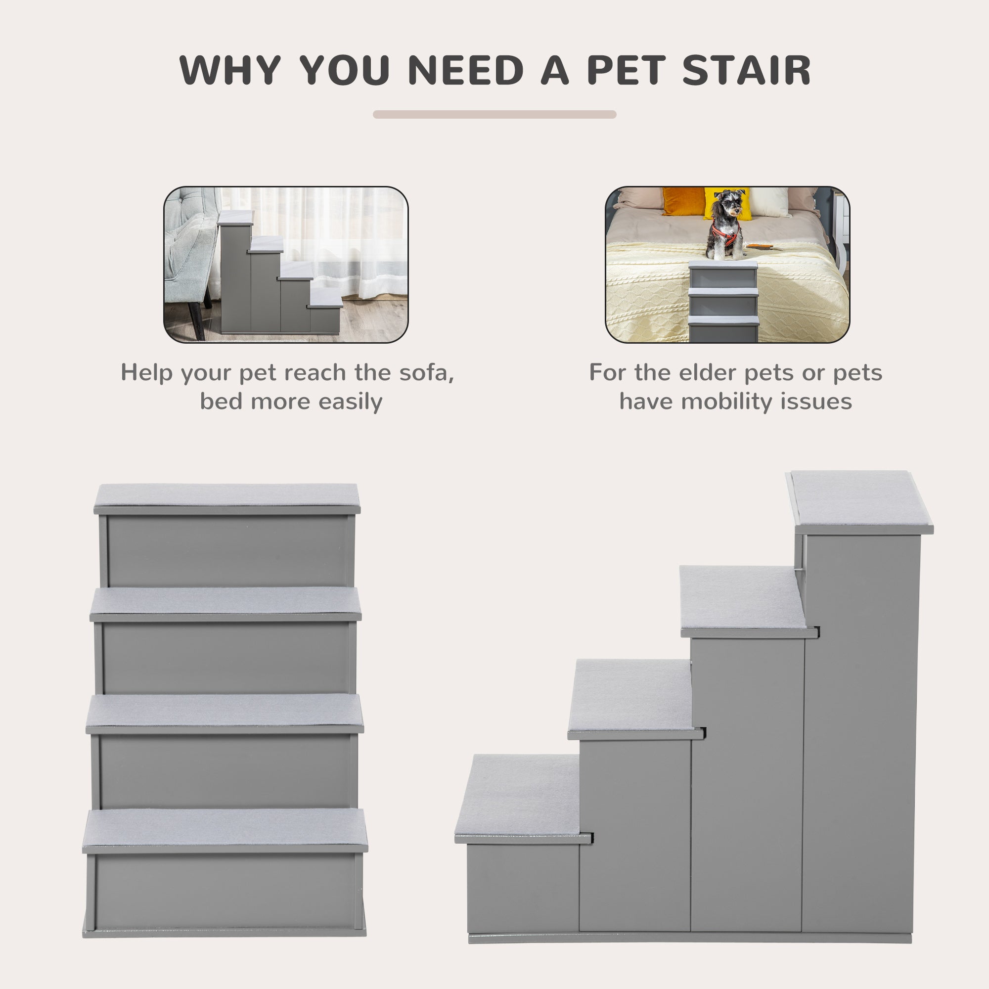 Premium Pet Stairs for Couch and Bed with Cushioned Cover