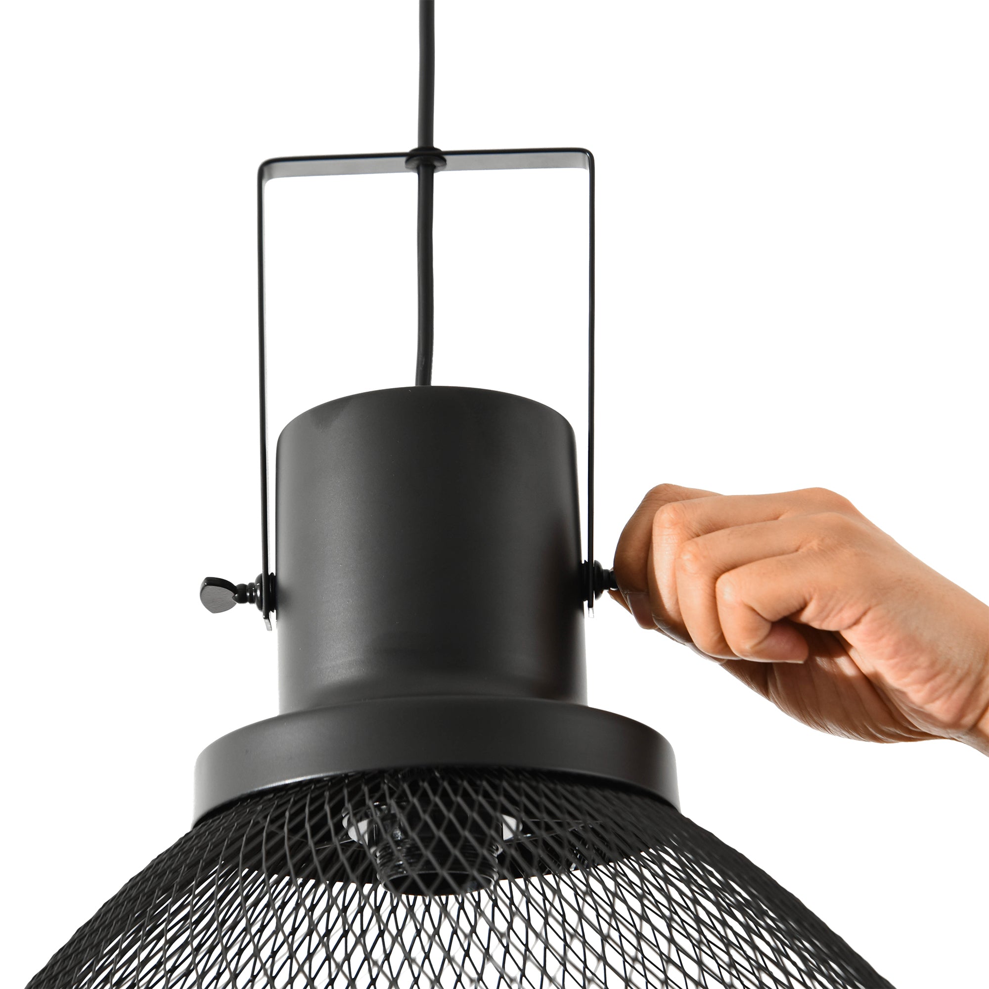 Industrial Pendant Light Fixture Adjustable Chain Black Steel Ceiling Lamp