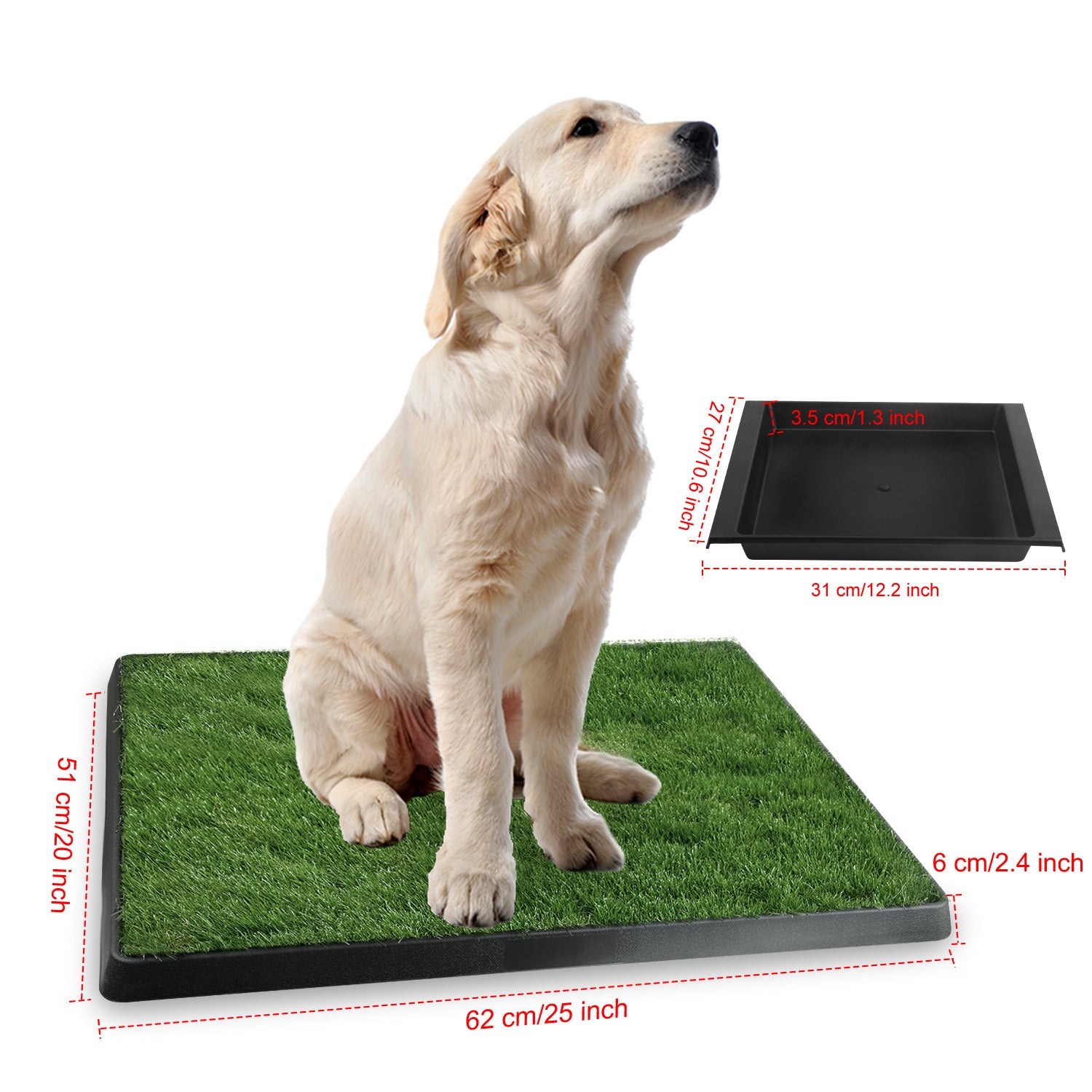 Artificial Grass Dog Potty Training Pad with Tray for Indoor Use