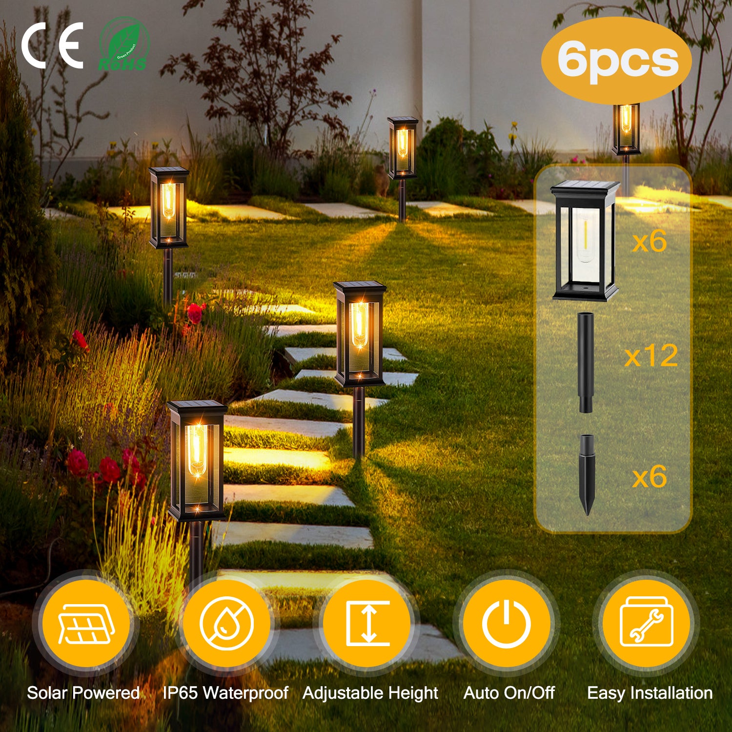 Ultra Bright Solar Garden Stake Lights Waterproof Pathway Decor