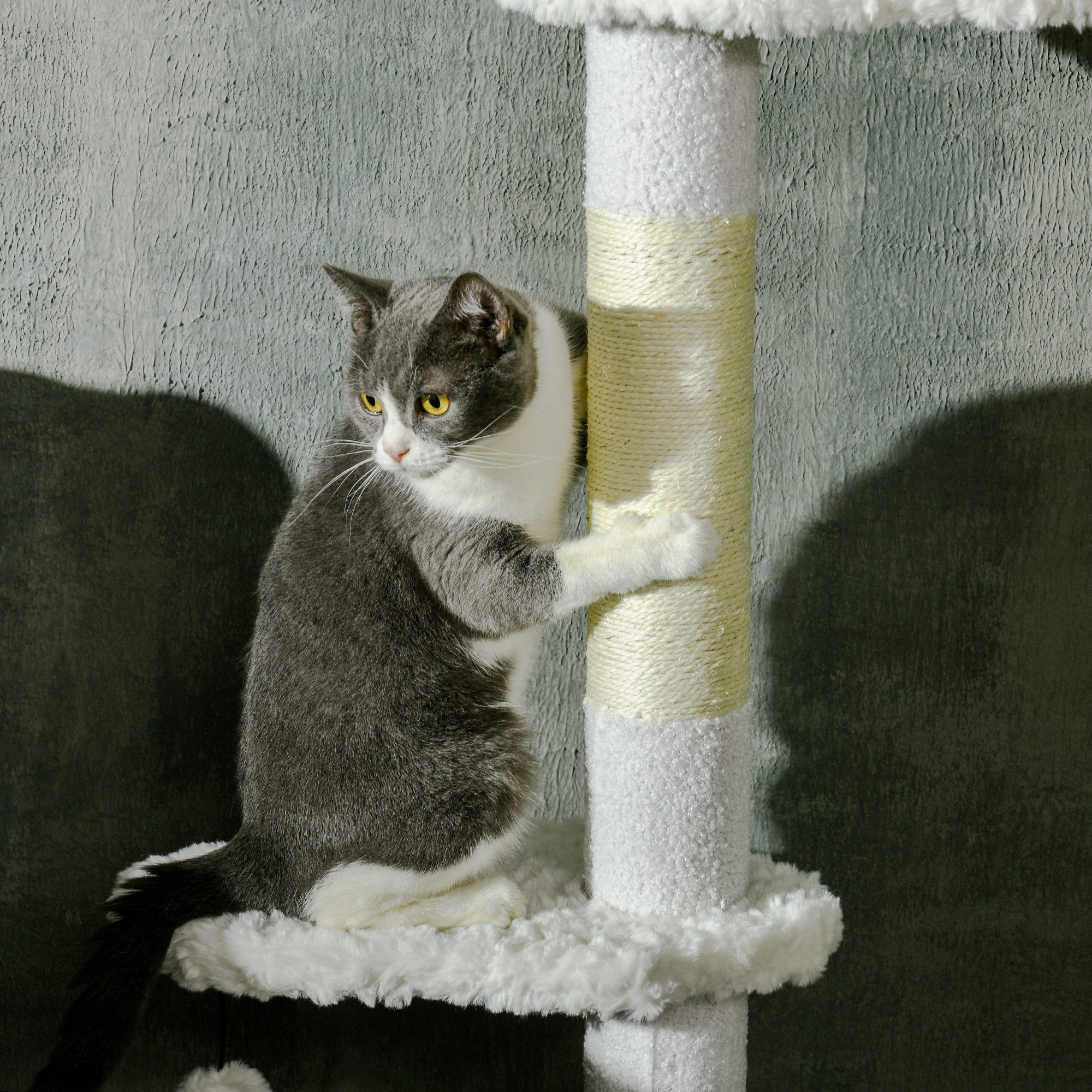 8.4-Foot Floor to Ceiling Cat Tree – Adjustable Multi-Level Cat Tower with Scratching Posts