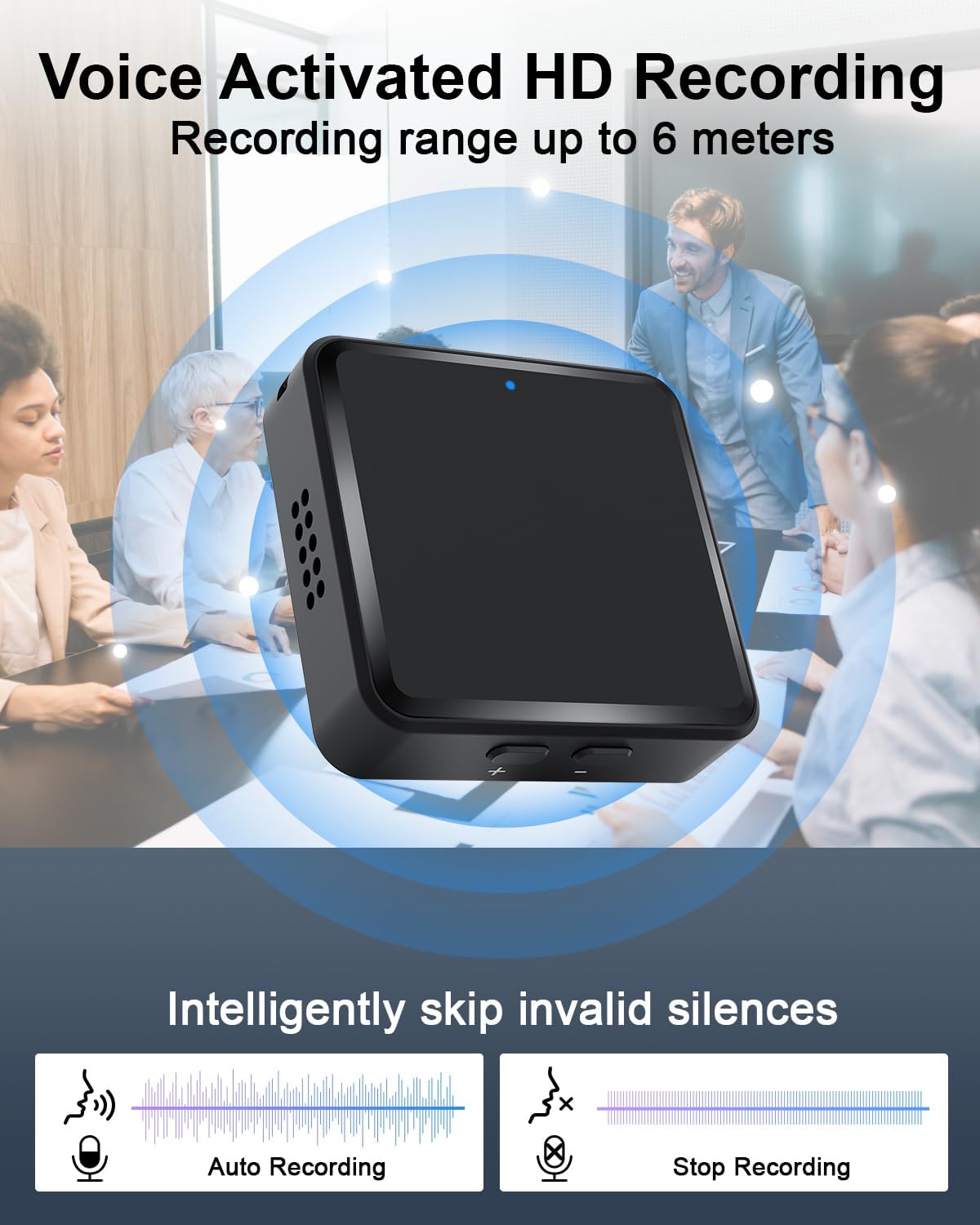 Magnetic Digital Voice Recorder AI Noise Reduction Portable Audio Recorder