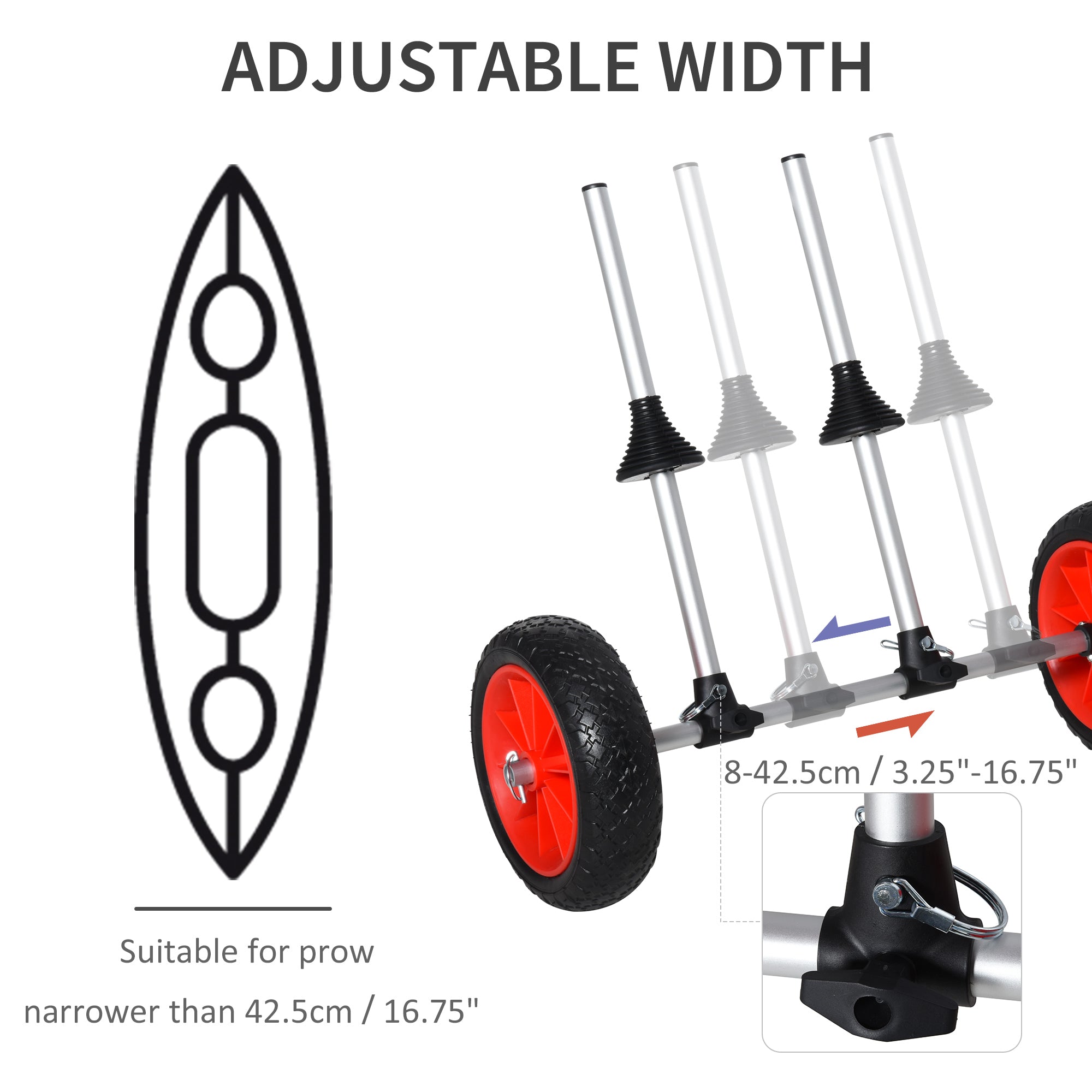 Heavy Duty Kayak Cart Trolley with Adjustable Frame & Wheels