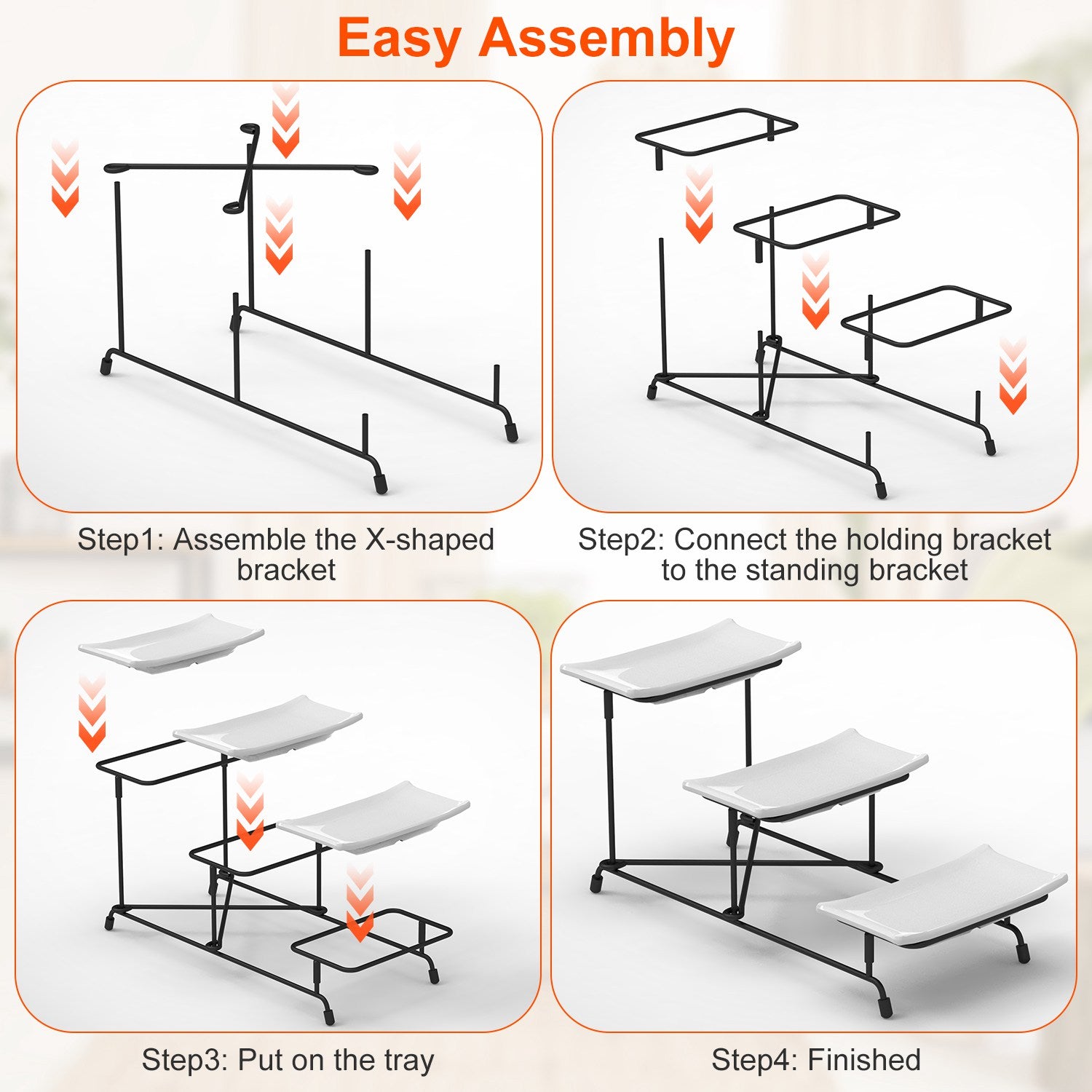 3 Tier Plastic Serving Tray Stand for Desserts