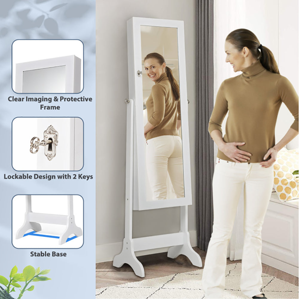 Luxury Lockable Mirrored Jewelry Cabinet Organizer Storage