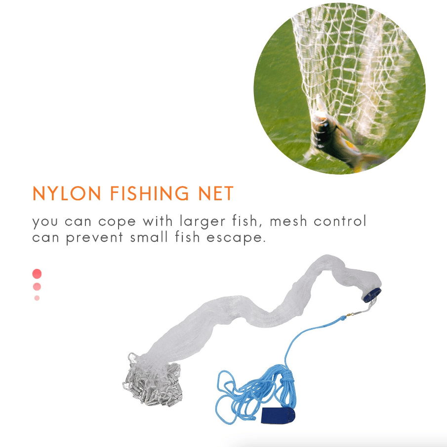 Fishing Cast Net Easy Throw Strong Nylon Mesh Bait Net