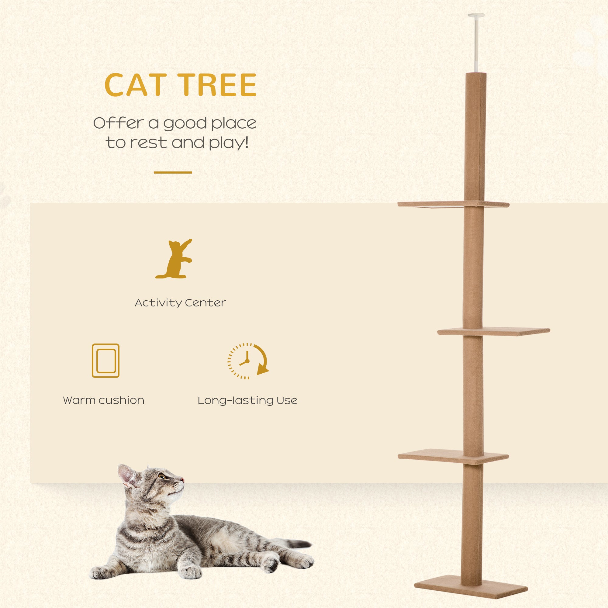 Premium Floor to Ceiling Cat Tree with Sisal Scratching Posts