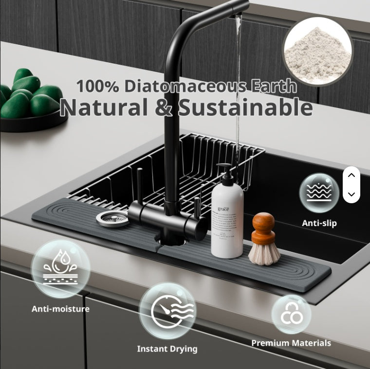 Diatomaceous Earth Sink Tray Instant Dry Kitchen Caddy
