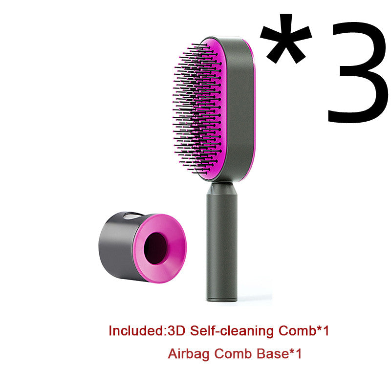 Self Cleaning Hair Brush with Scalp Massage & Detangling