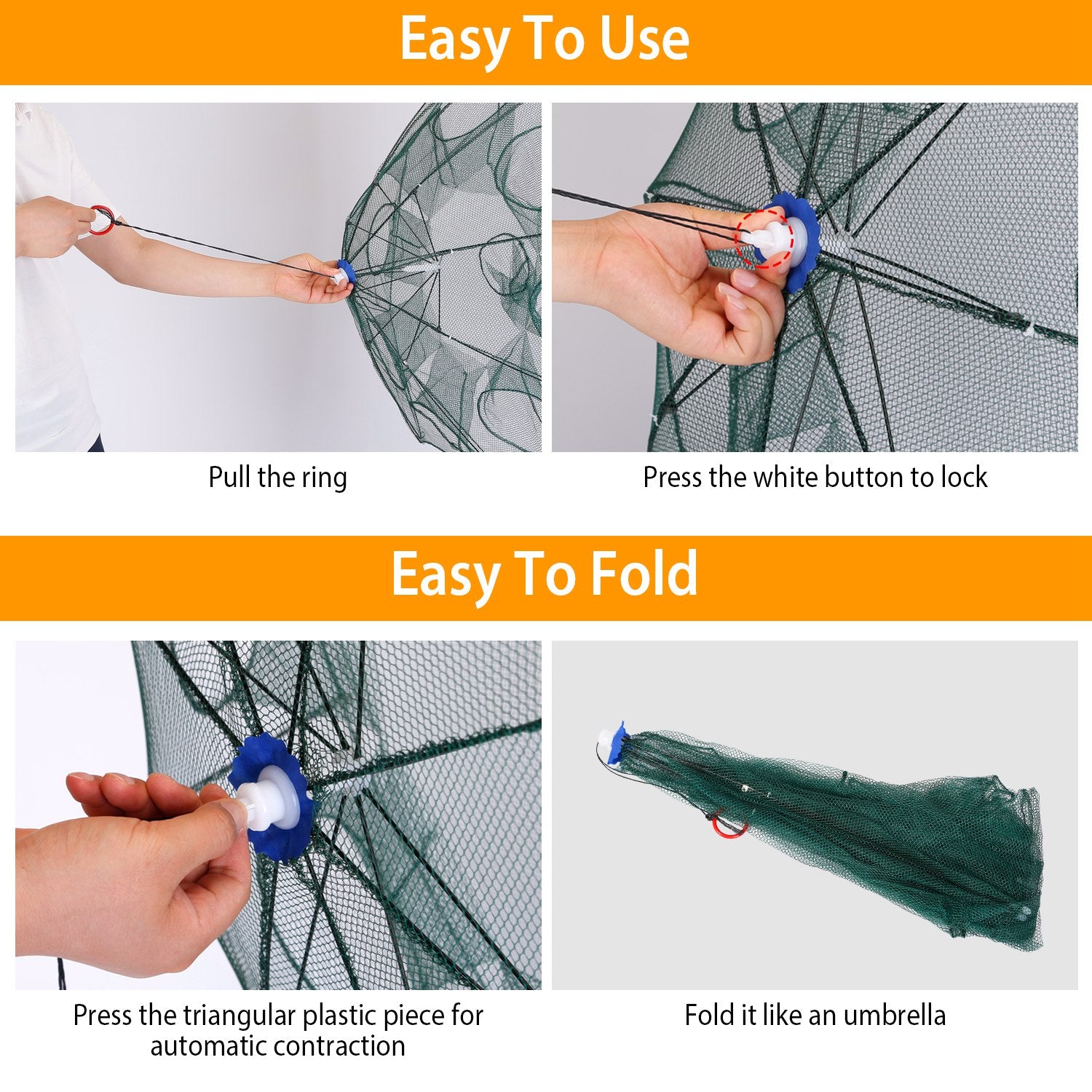 Foldable Automatic Fishing Trap Net for Crab Shrimp Minnow