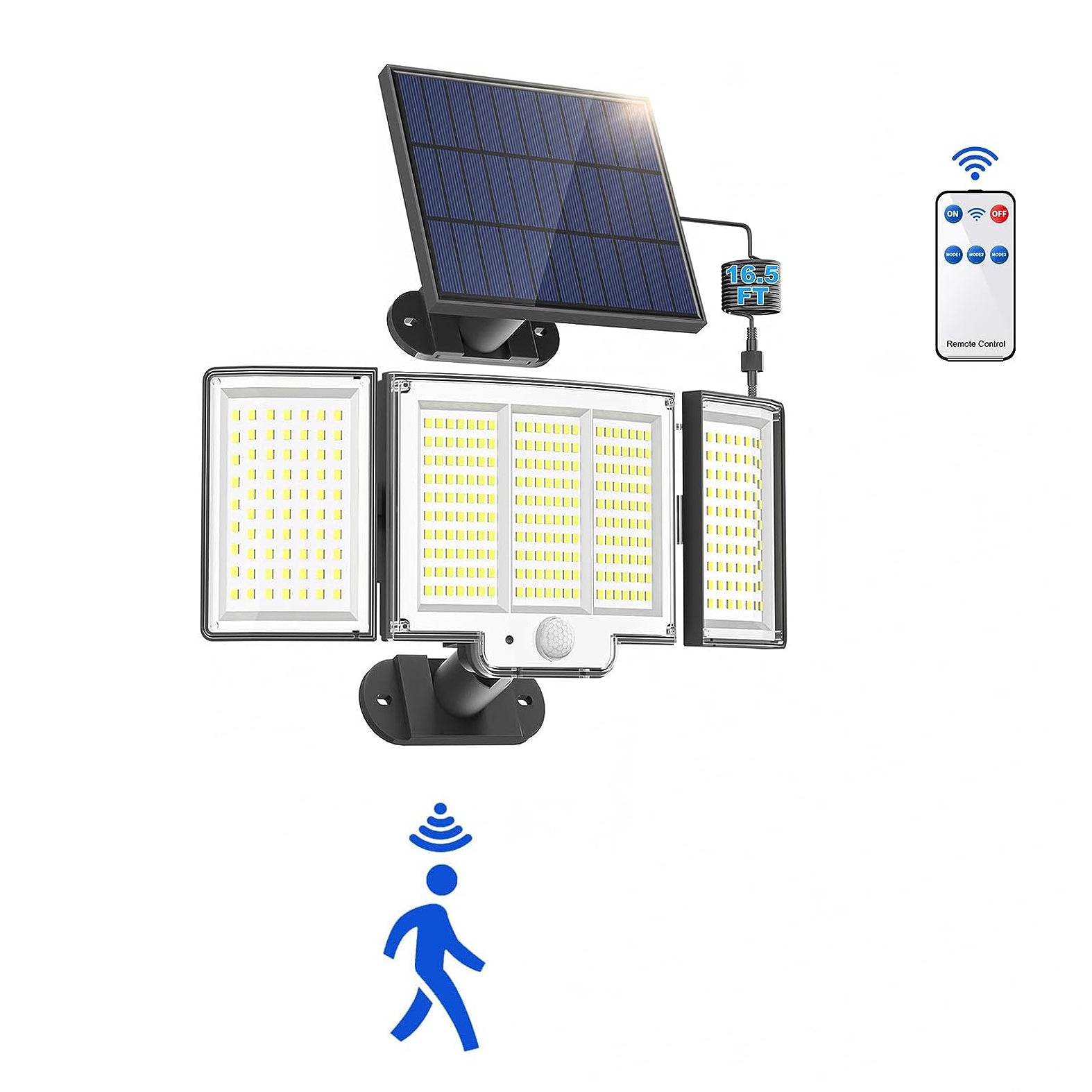 348 LED Solar Street Light Motion Sensor Remote Waterproof Lamp