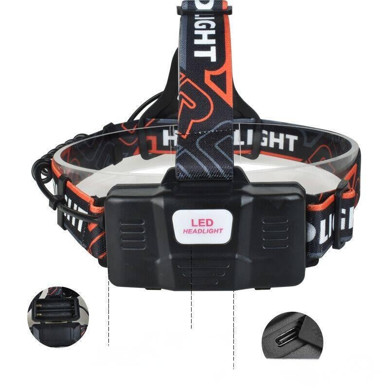 Ultra Bright LED Headlamp USB Rechargeable Zoom Head Torch