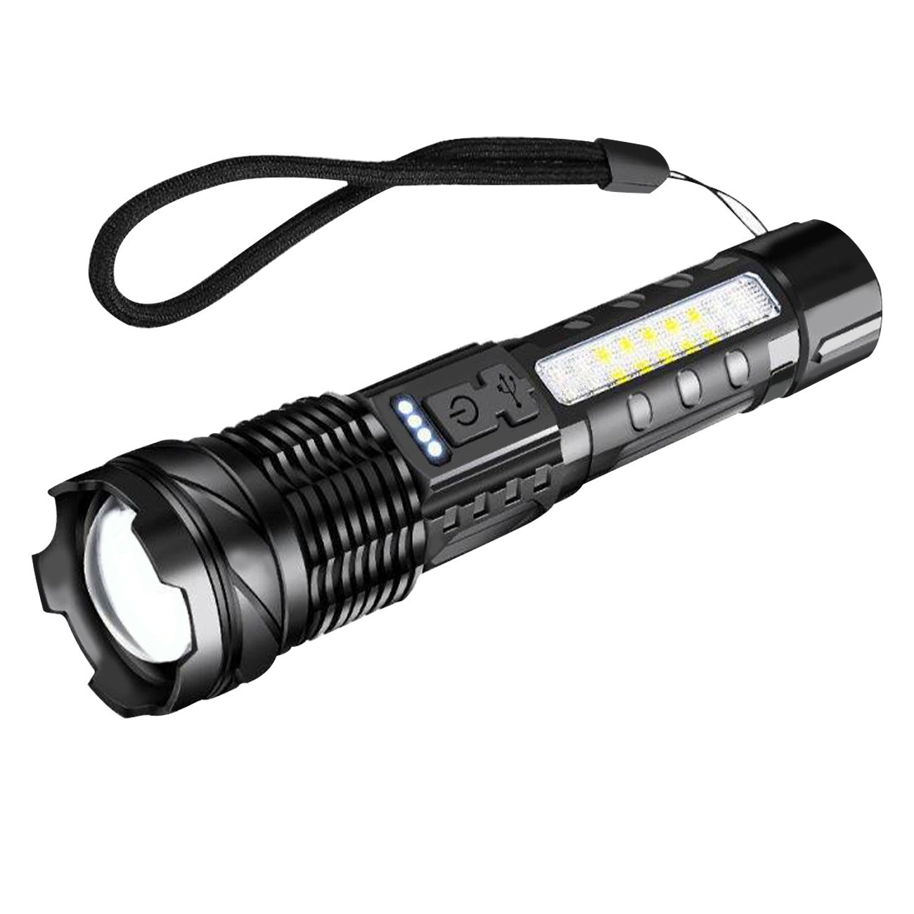 High Power Tactical Flashlight 7 Modes Zoom USB Recharge Torch