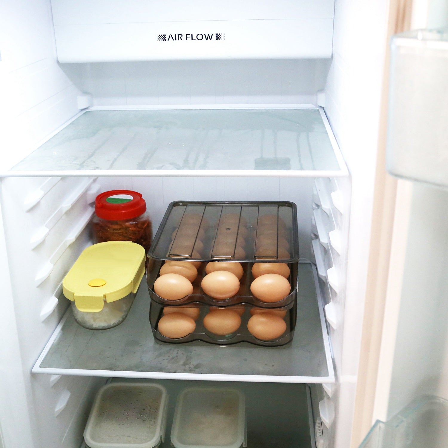 Double Layer Egg Container Holder 36 Eggs Rolling Organizer