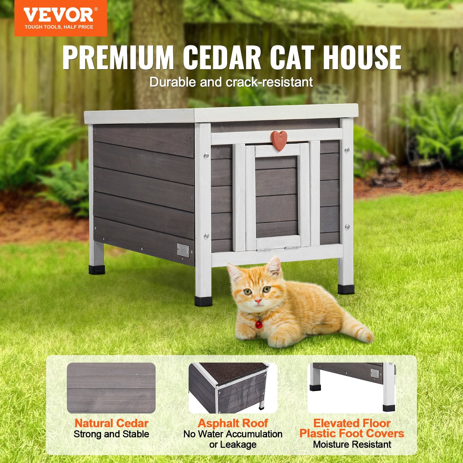 Durable Weatherproof Outdoor Cat Shelter with PVC Door Flaps